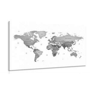 Obraz mapa świata w czarno-białej kolorystyce obraz