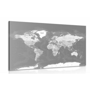 Obraz stylowa vintage czarno-biała mapa świata obraz