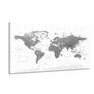 Obraz piękna mapa świata w wersji czarno-białej obraz