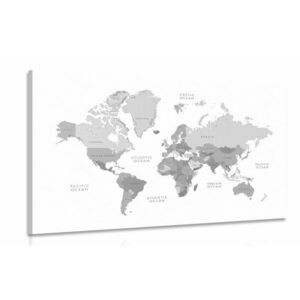 Obraz czarno-biała mapa świata w stylu vintage obraz