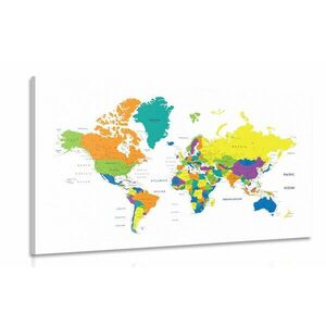 Obraz kolorowa mapa świata na białym tle obraz