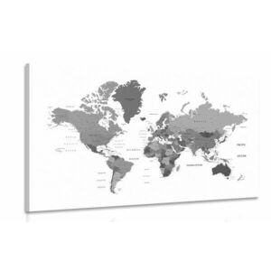 Obraz mapa świata w wersji czarno-białej obraz