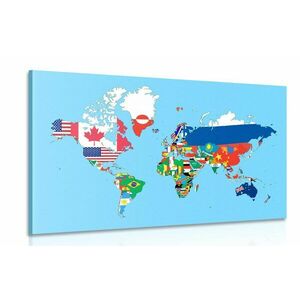 Obraz mapa świata z flagami obraz
