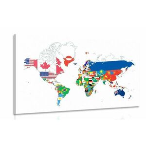 Obraz mapa świata z flagami z białym tłem obraz