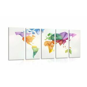 5-częściowy obraz kolorowa mapa świata origami obraz