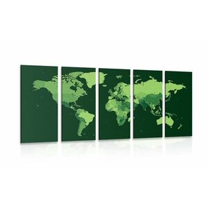 5-częściowy obraz szczegółowa mapa świata w kolorze zielonym obraz