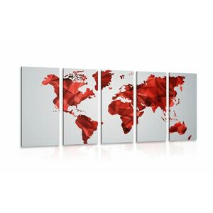 5-częściowy obraz mapa świata w grafice wektorowej w kolorze czerwonym obraz