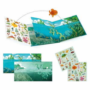 Zestaw książki i wielorazowych naklejek Djeco Sea Sticker Story obraz