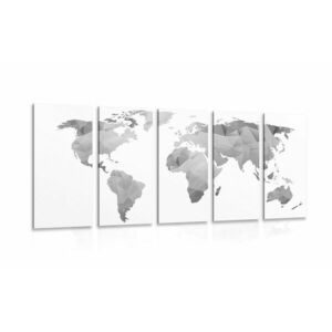 5-częściowy obraz wielokątna mapa świata w wersji czarno-białej obraz