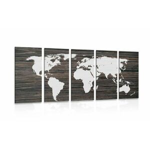 5-częściowy obraz mapa świata na drewnie obraz