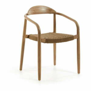Drewniane krzesło z beżowym siedziskiem Kave Home Glynis obraz