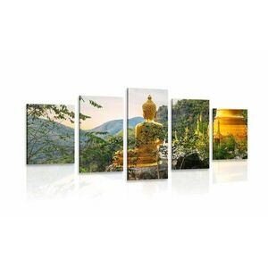 5-częściowy obraz widok na złotego Buddę obraz