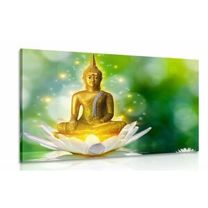 Obraz złoty Budda na kwiecie lotosu obraz