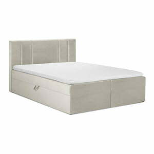 Beżowe łóżko boxspring ze schowkiem 160x200 cm Afra – Mazzini Beds obraz