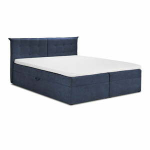 Ciemnoniebieske łóżko boxspring ze schowkiem 200x200 cm Echaveria – Mazzini Beds obraz