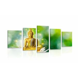 5-częściowy obraz złoty Budda na kwiecie lotosu obraz