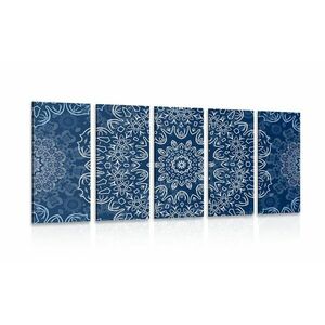 5-częściowy obraz niebieska Mandala z abstrakcyjnym wzorem obraz