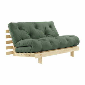 Sofa rozkładana z zielonym obiciem Karup Design Roots Raw/Olive Green obraz