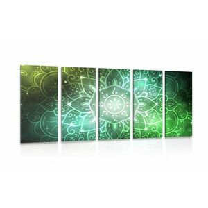 5-częściowy obraz Mandala z galaktycznym tłem w odcieniach zieleni obraz