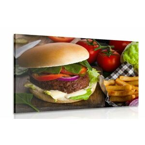 Obraz hamburger z frytkami obraz
