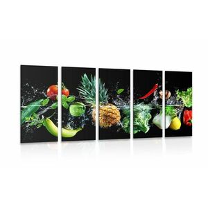 5-częściowy obraz owoce i warzywa ekologiczne obraz