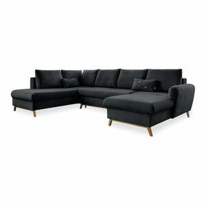Ciemnoszara rozkładana sofa w kształcie litery "U" Miuform Scandic Lagom, lewostronna obraz