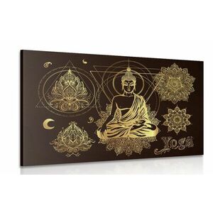 Obraz złoty medytujący Budda obraz
