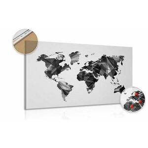 Obraz na korku czarno-biała mapa świata w oryginalnej wersji obraz