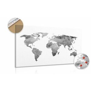 Obraz na korku wielokątna mapa świata w wersji czarno-białej obraz