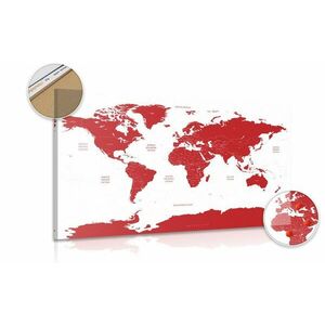 Obraz na korku mapa świata z zaznaczonymi na czerwono poszczególnymi krajami obraz