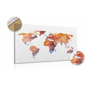 Obraz na korku wielokątna mapa świata w odcieniach pomarańczy obraz