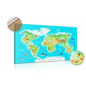 Obraz na korku geograficzna mapa świata dla dzieci obraz