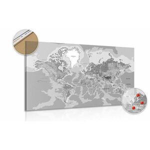 Obraz na korku klasyczna mapa świata w wersji czarno-białej obraz