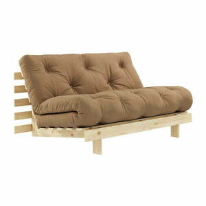 Sofa rozkładana z brązowym obiciem Karup Design Roots Raw/Mocca obraz
