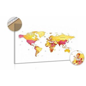 Obraz na korku mapa świata w kolorach obraz