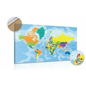 Obraz na korku kolorowa mapa świata obraz