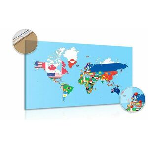 Obraz na korku mapa świata z flagami obraz