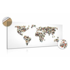 Obraz na korku mapa świata składająca się z ludzi obraz