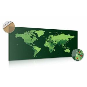 Obraz na korku szczegółowa mapa świata w kolorze zielonym obraz