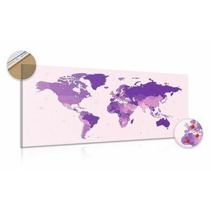 Obraz na korku szczegółowa mapa świata w kolorze fioletowym obraz