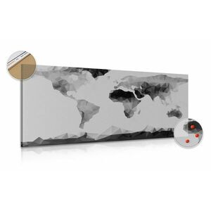Obraz na korku mapa świata w stylu wielokątów w wersji czarno-białej obraz