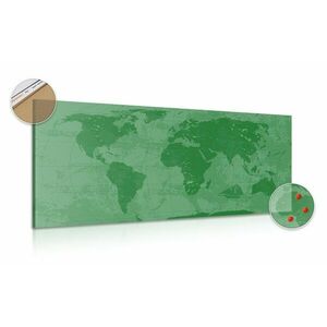 Obraz na korku rustykalna mapa świata w kolorze zielonym obraz