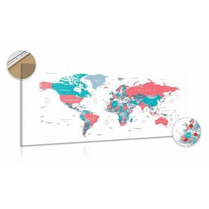 Obraz na korku mapa świata w wersji pastelowej obraz