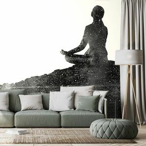 Tapeta medytacja kobiety w czerni i bieli obraz