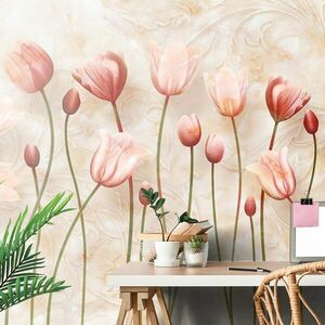 Samoprzylepna tapeta stare różowe tulipany obraz