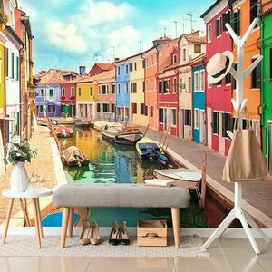 Samoprzylepna fototapeta pastelowe domy w mieście obraz