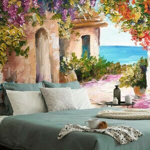 Samoprzylepna tapeta letni dom na przybrzeżu obraz