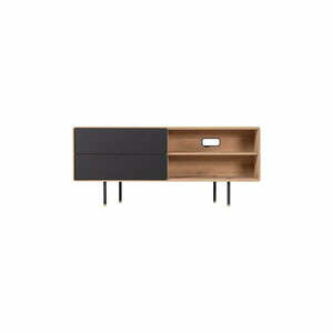 Czarna szafka pod TV z drewna dębowego Gazzda Fina, szer. 150 cm obraz