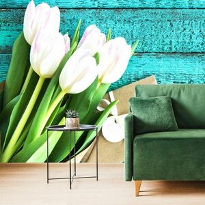 Samoprzylepna fototapeta bukiet tulipanów z przekazem obraz