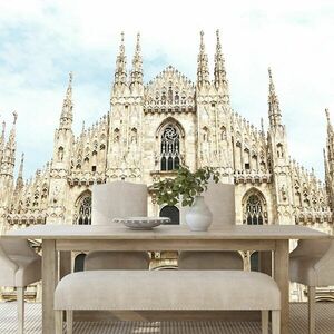 Samoprzylepna fototapeta Katedra w Mediolanie w czerni i bieli obraz